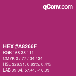 颜色代码: HEX #A8266F | qconv.com