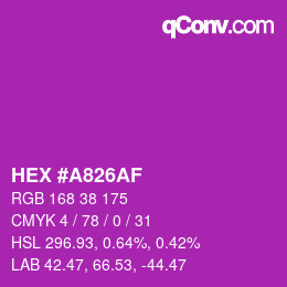 Color code: HEX #A826AF | qconv.com