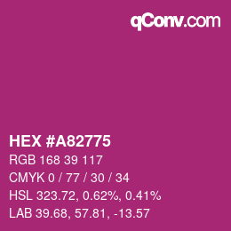 カラーコード: HEX #A82775 | qconv.com