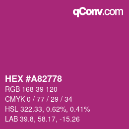 カラーコード: HEX #A82778 | qconv.com