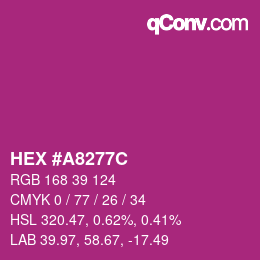 カラーコード: HEX #A8277C | qconv.com