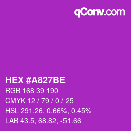 カラーコード: HEX #A827BE | qconv.com