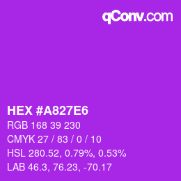 カラーコード: HEX #A827E6 | qconv.com