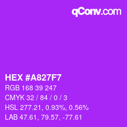 Color code: HEX #A827F7 | qconv.com