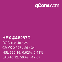 Color code: HEX #A8287D | qconv.com