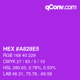 カラーコード: HEX #A828E5 | qconv.com