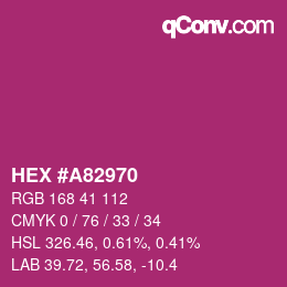カラーコード: HEX #A82970 | qconv.com