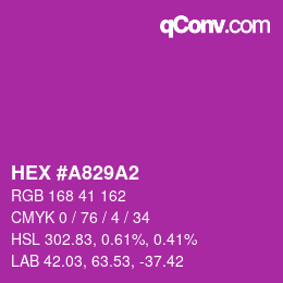 カラーコード: HEX #A829A2 | qconv.com