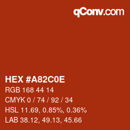 Color code: HEX #A82C0E | qconv.com