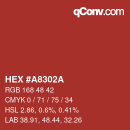 Color code: HEX #A8302A | qconv.com