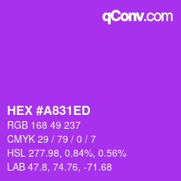 颜色代码: HEX #A831ED | qconv.com