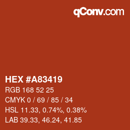 Color code: HEX #A83419 | qconv.com