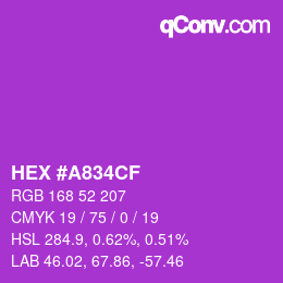 カラーコード: HEX #A834CF | qconv.com
