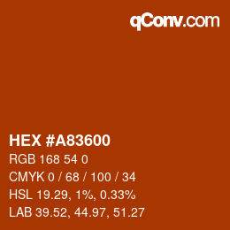 Color code: HEX #A83600 | qconv.com