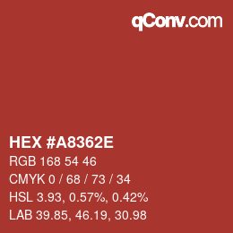 Color code: HEX #A8362E | qconv.com