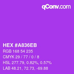 Color code: HEX #A836EB | qconv.com