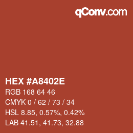 Color code: HEX #A8402E | qconv.com