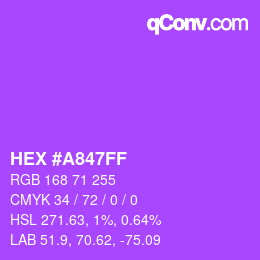 Color code: HEX #A847FF | qconv.com