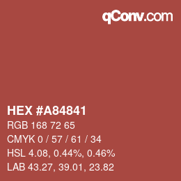 カラーコード: HEX #A84841 | qconv.com