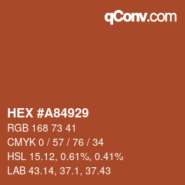 颜色代码: HEX #A84929 | qconv.com