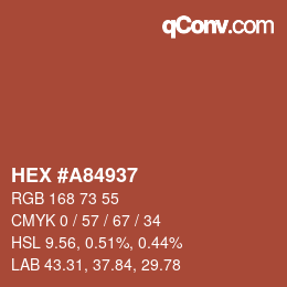 Color code: HEX #A84937 | qconv.com
