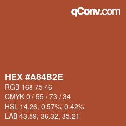 Color code: HEX #A84B2E | qconv.com