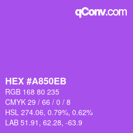 Color code: HEX #A850EB | qconv.com