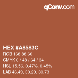 Color code: HEX #A8583C | qconv.com