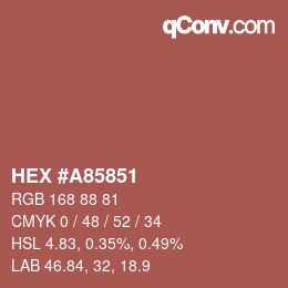 カラーコード: HEX #A85851 | qconv.com