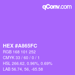 颜色代码: HEX #A865FC | qconv.com