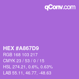 カラーコード: HEX #A867D9 | qconv.com