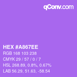 Color code: HEX #A867EE | qconv.com