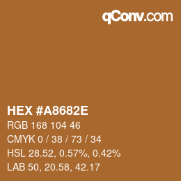 Color code: HEX #A8682E | qconv.com