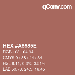 Color code: HEX #A8685E | qconv.com