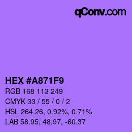颜色代码: HEX #A871F9 | qconv.com