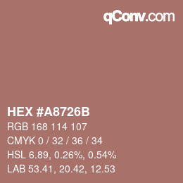 Color code: HEX #A8726B | qconv.com