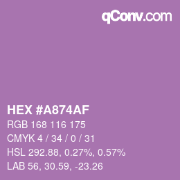 Color code: HEX #A874AF | qconv.com