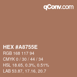 Color code: HEX #A8755E | qconv.com