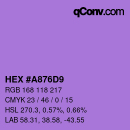 Color code: HEX #A876D9 | qconv.com