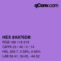 颜色代码: HEX #A876DB | qconv.com