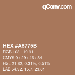 Color code: HEX #A8775B | qconv.com