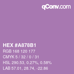 Código de color: HEX #A878B1 | qconv.com