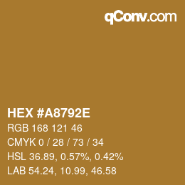 Color code: HEX #A8792E | qconv.com