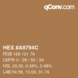 Color code: HEX #A8794C | qconv.com
