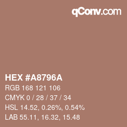 Color code: HEX #A8796A | qconv.com
