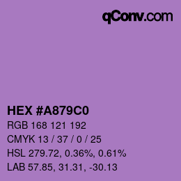 Color code: HEX #A879C0 | qconv.com