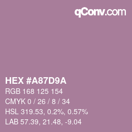 Color code: HEX #A87D9A | qconv.com