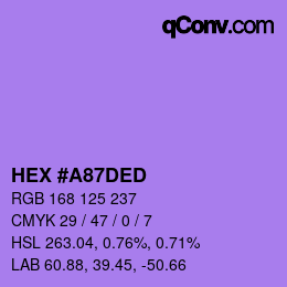 Color code: HEX #A87DED | qconv.com