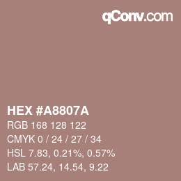 Color code: HEX #A8807A | qconv.com