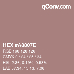 Color code: HEX #A8807E | qconv.com